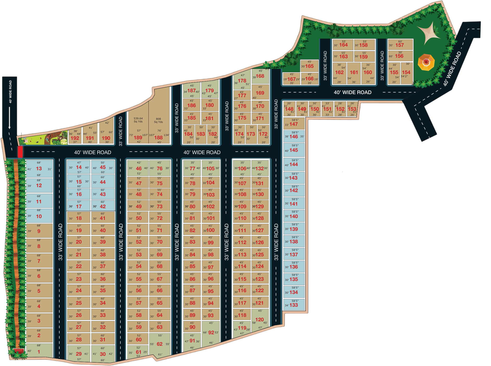 Samruddhi Serene Nest master layout plan showing numbered plots and roads